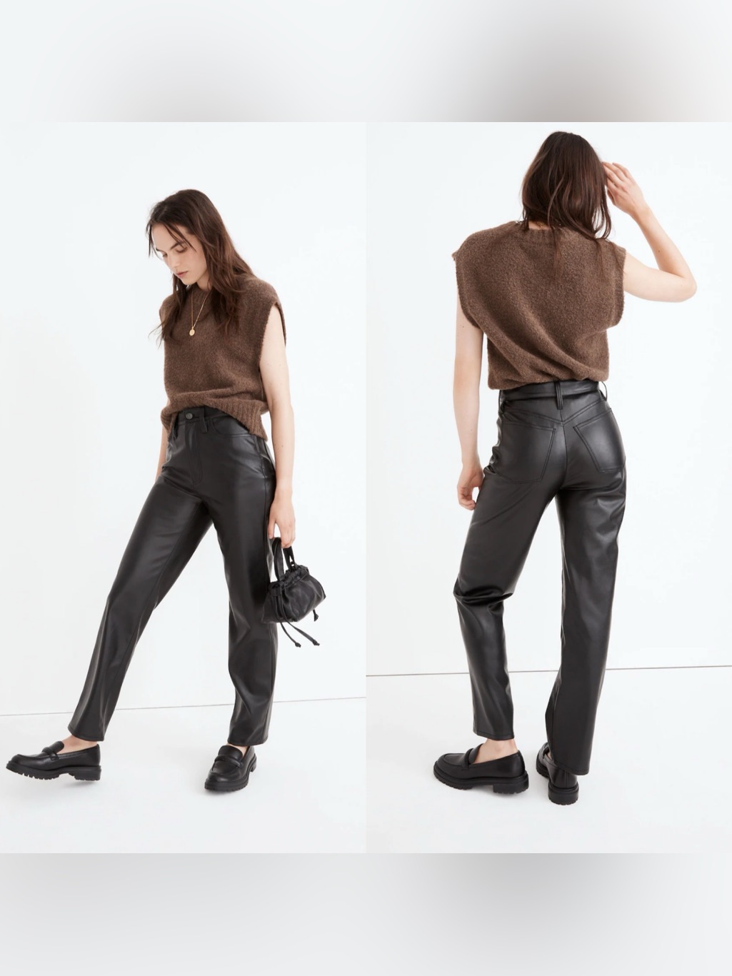 Madewell The Perfect Vintage Straight Jean: Faux Leather Edition Size 24
